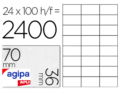 TIQUETTE ADHSIVE APLI AGIPA MULTI-USAGE 70X36MM TOUTE IMPRIMANTE BOTE 2400 UNITS