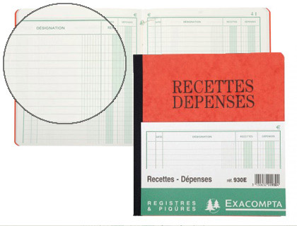 MANIFOLD EXACOMPTA PIQUÉ 190X210MM 80 PAGES RECETTES DÉPENSES