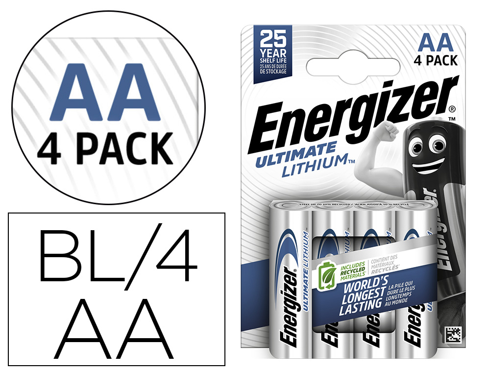 HYPERBURO SAINTOMER PILE ENERGIZER AA ULTIMATE LITHIUM AA BLISTER 4 UNITÉS