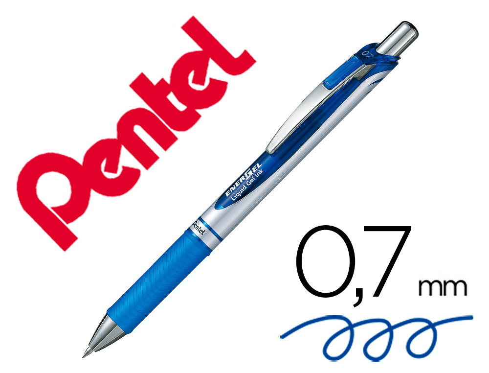 ROLLER PENTEL ENERGEL RETRACTABLE RECHARGEABLE      POINTE METAL FINE 0,7MM CLIP  METAL COLORIS BLEU NUIT