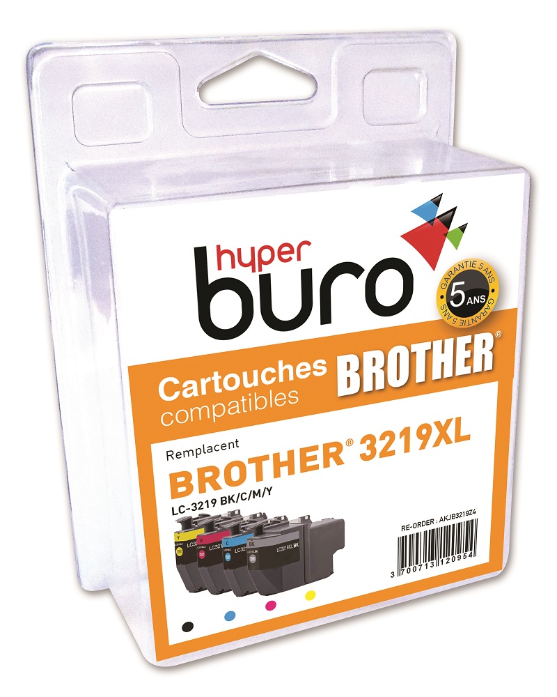 PACK DE 4 CARTOUCHES HYPERBUROCOMPATIBLES POUR BROTHER      LC3219XL