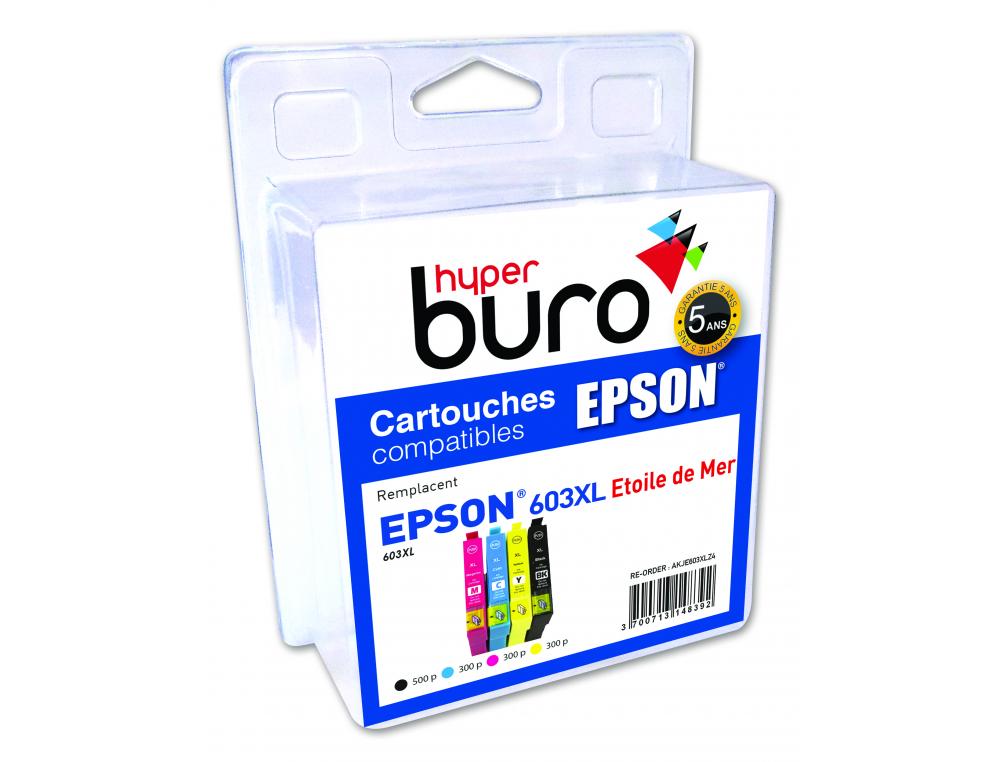 PACK DE 4 CARTOUCHES HYPERBUROCOMPATIBLES POUR EPSON  603XL